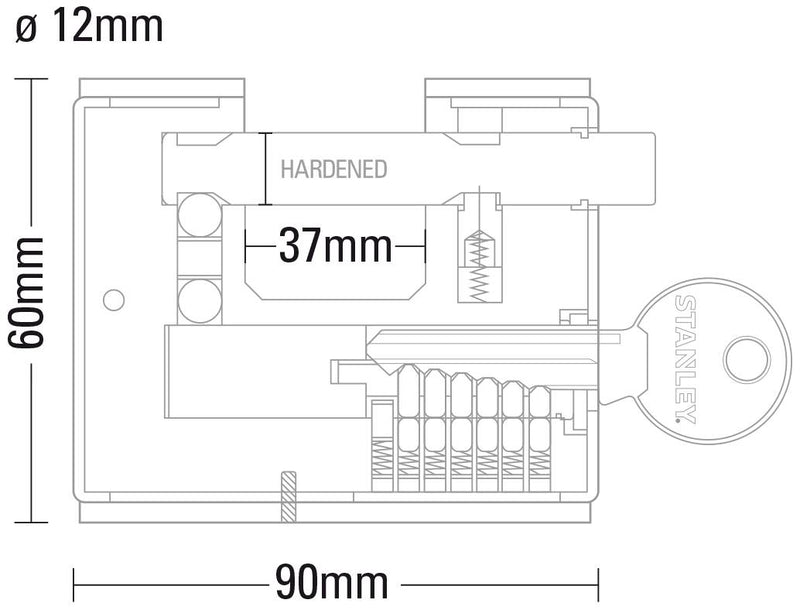 Stanley Solid Brass Rectangular Padlock