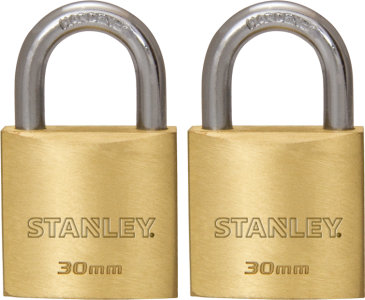 Stanley Solid Brass Standard Shackle Padlock (Bundle of 2) 30mm/ 40mm/ 50mm