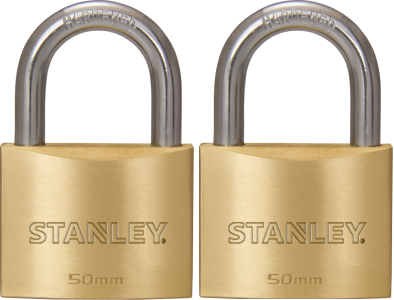 Stanley Solid Brass Standard Shackle Padlock (Bundle of 2) 30mm/ 40mm/ 50mm