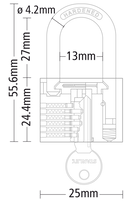Stanley Solid Brass Long Shackle Padlock 20mm/ 25mm/ 30mm/ 40mm/ 50mm