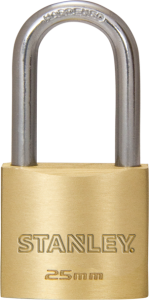 Stanley Solid Brass Long Shackle Padlock 20mm/ 25mm/ 30mm/ 40mm/ 50mm
