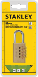 Stanley Solid Brass Combination Padlock 3 Digit 20mm/ 30mm