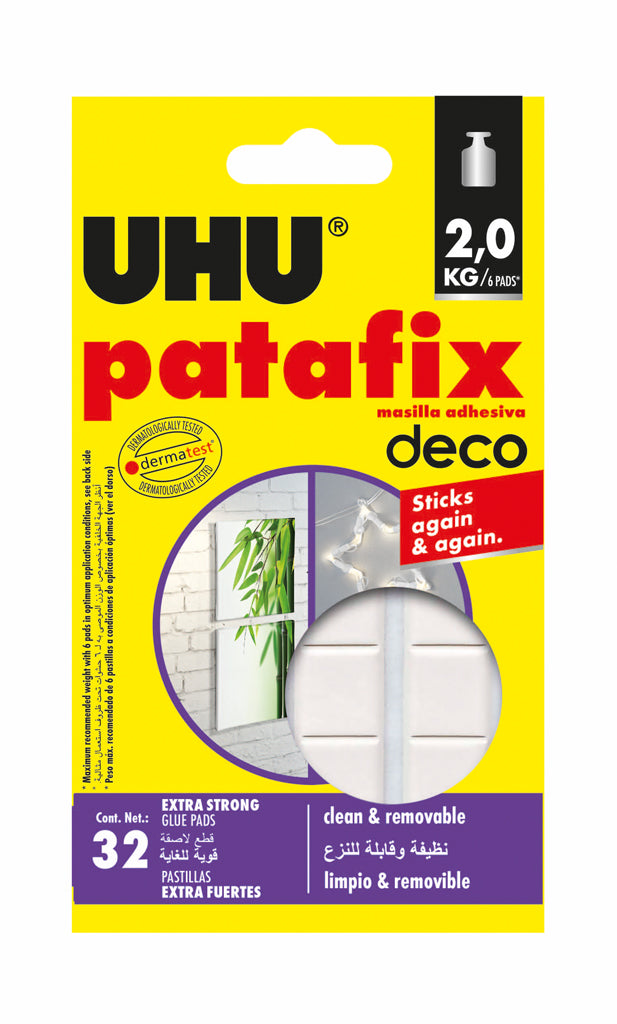 Uhu Patafix Homedeco Removable White 32 Pads (Up to 2 Kg/6 Pads)