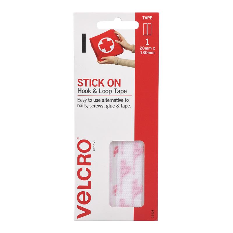Velcro Brand Stick on Hook & Loop Strips 20 mm X 130 mm White