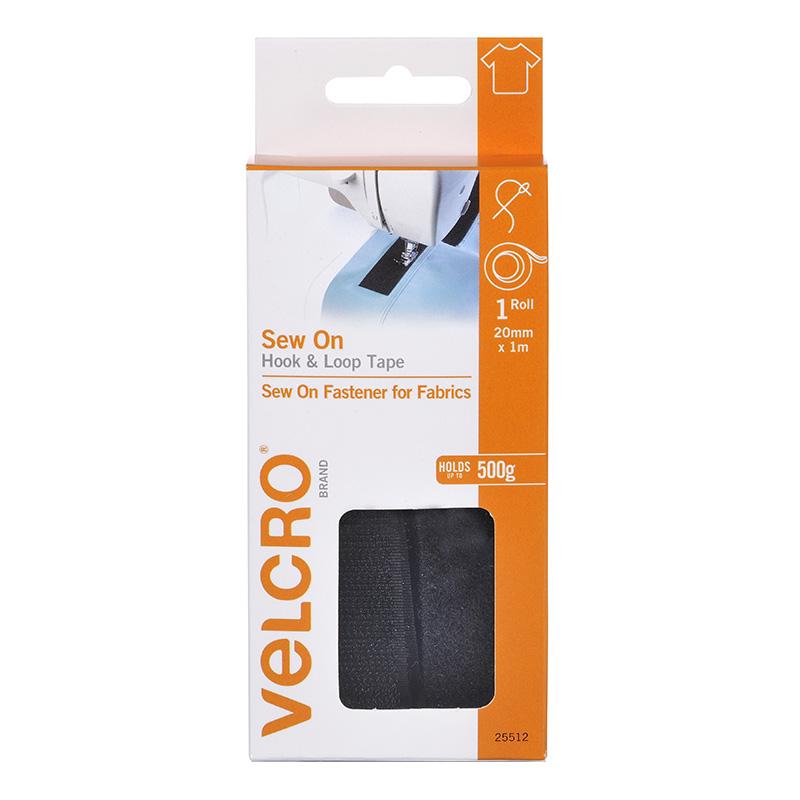 Velcro Brand Sew on Hook and Loop Tape 20 mm X 1 Meter Black