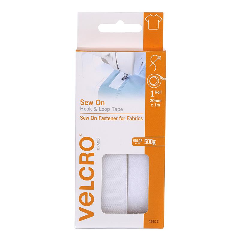 Velcro Brand  Sew on Hook and Loop Tape 20 mm X 1 Meter White