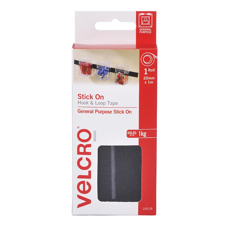 Velcro Brand Stick on Hook and Loop Tape 20 mm X 1 Meter Black