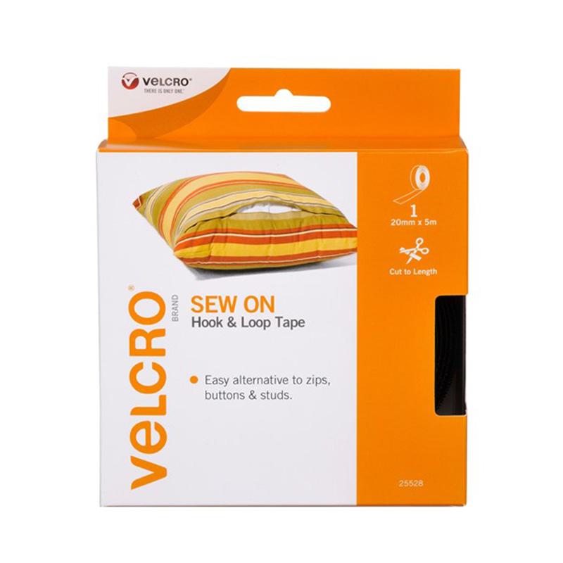 Velcro Brand  Sew on Hook and Loop Tape 20 mm X 5 Meter Black
