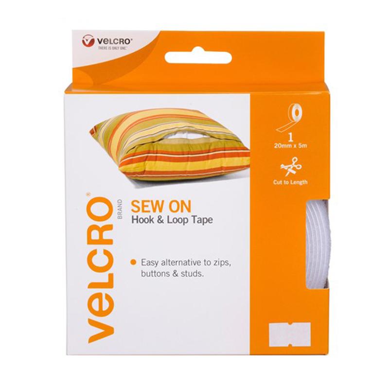 Velcro Brand  Sew on Hook and Loop Tape 20 mm X 5 Meter White