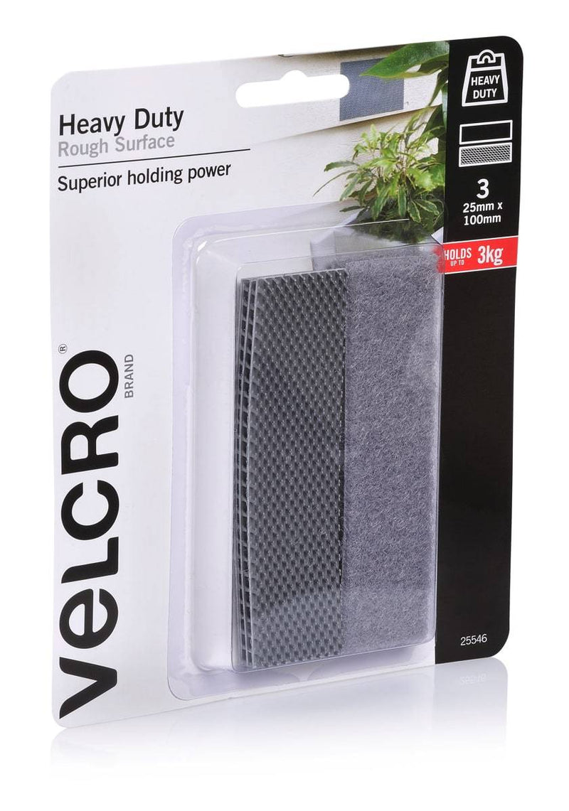 Velcro Brand Rough Surface Stick on 25 mm X 100 mm Grey