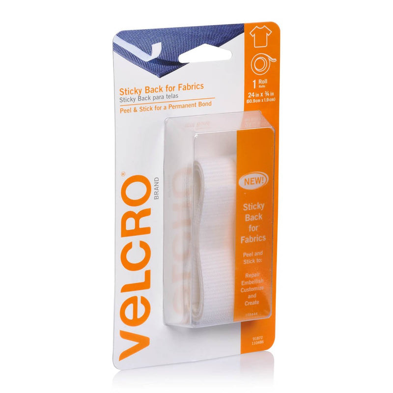 Velcro Brand Sticky Back for Fabrics Tape 1.9 cm X 60.9 cm White