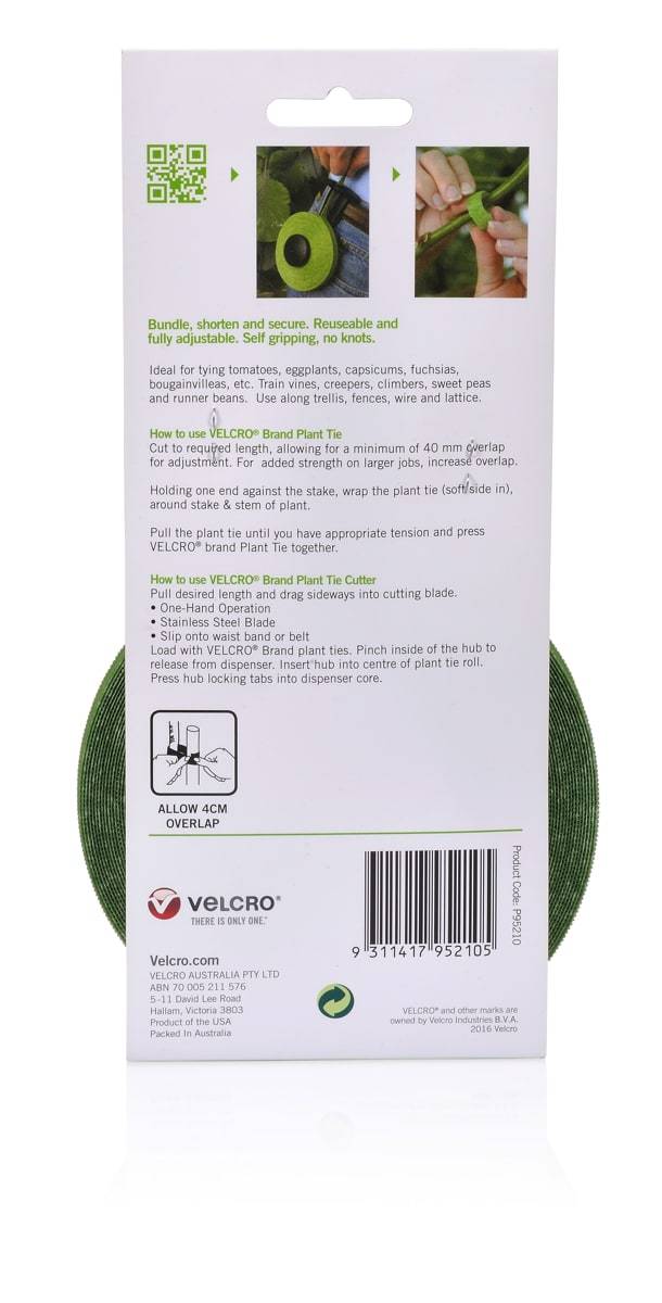 Velcro Reusuable Plant Ties & Cutter 12 mm X 13.7 Meter