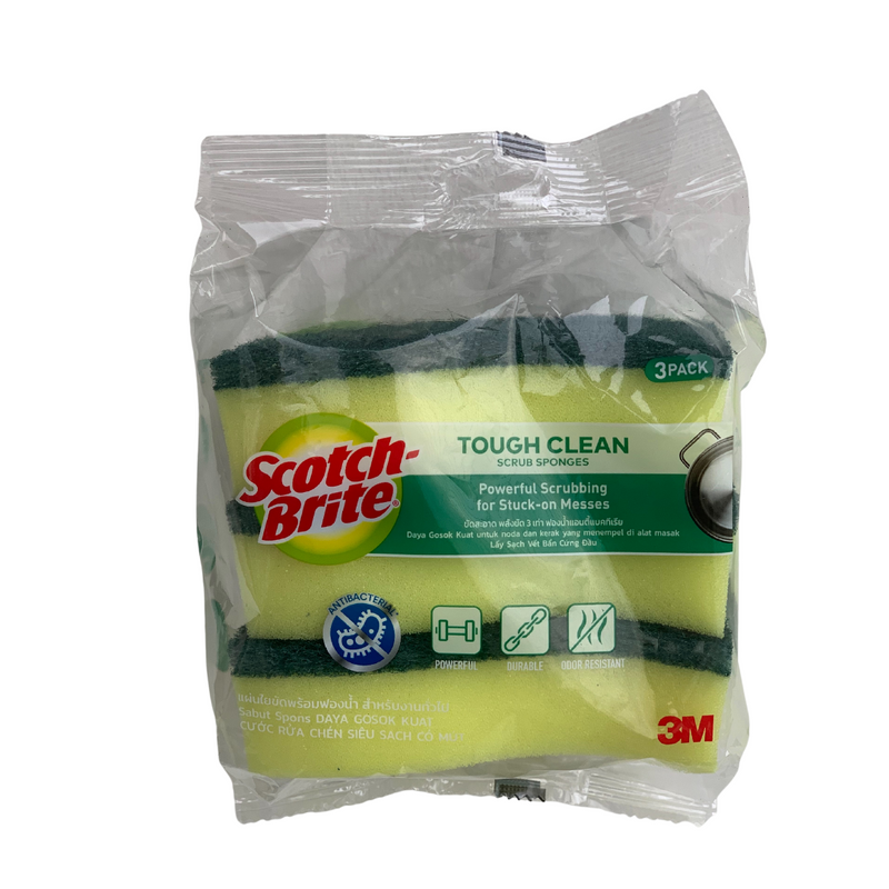 3M Scotchbrite 2-in-1 Anti-bacterial Scrub Sponge 3 Pcs