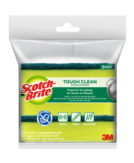 3M Scotchbrite 2-in-1 Anti-bacterial Scrub Sponge 3 Pcs